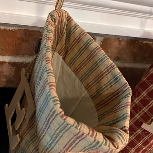 Marilee-Home-Vintage-Christmas-Stripe-Red-Green-Simple-Quilted-Homespun-Christmas-Stocking-with-Personalized-Letter-Charm Marilee Home Vintage Christmas Stripe Red Green Simple Quilted Homespun Christmas Stocking with Personalized Letter Charm