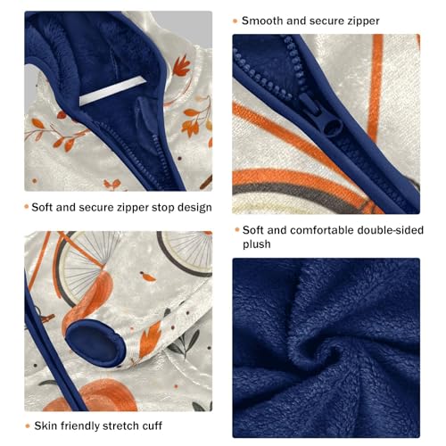 Bicycle and Pumpkins Girls Fleece Jacket Girls Fall Jacket Girls Zip Up Hoodie Girls Sherpa Jacket 2-10T3