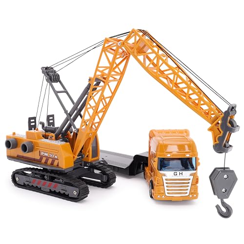 Toyland® Camión de Transporte con Grúa - Vehículo de Juego - Piezas Móviles Realistas - Juguetes de Construcción para Niños - Escala 1:55