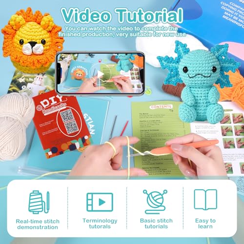 Image of ISTORAGE Crochet Kit for Beginners Adults Kids, 2 Pack Cow Crocheting Animal Kits, Crochet Starter Kit, Beginner Crochet Kits for Adult Kid Women Men Complete Kit Video Tutorials