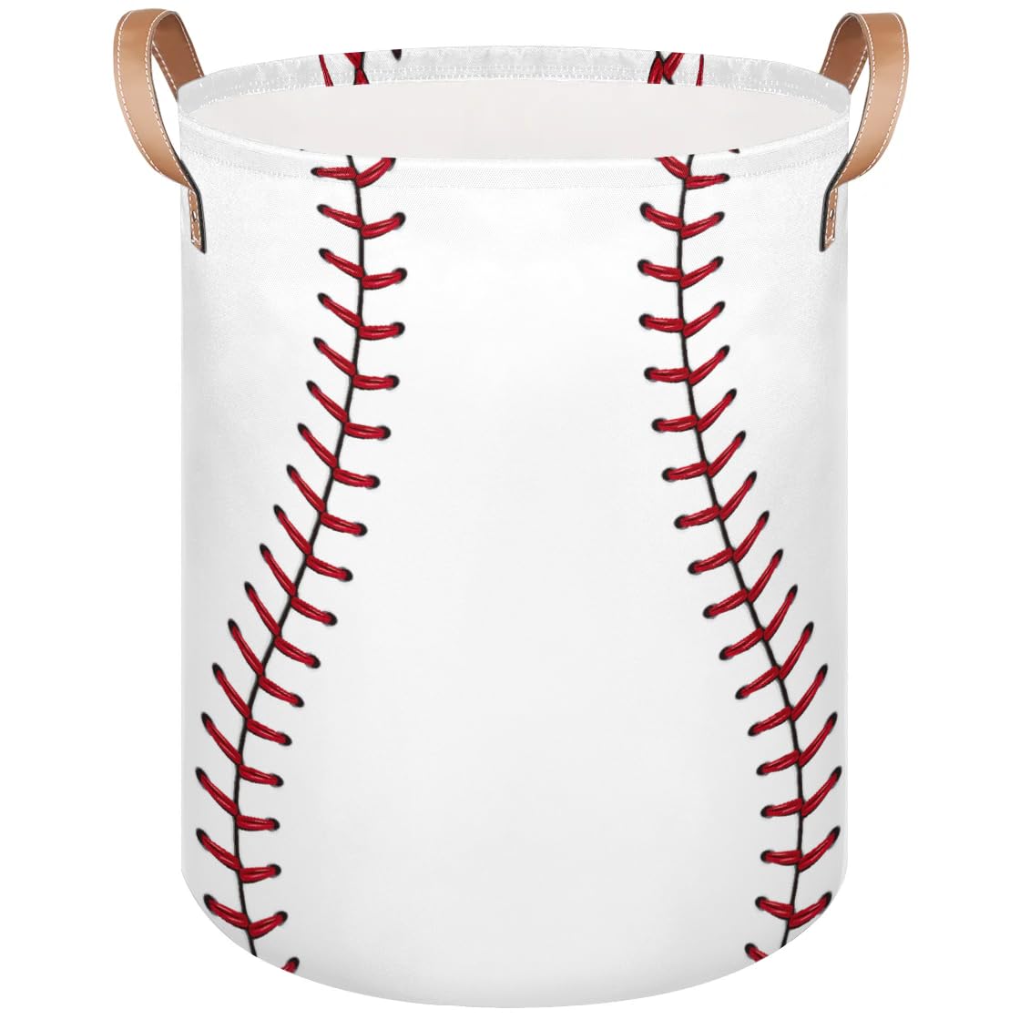 LOMBARDIDEN Laundry Basket for Boys - Baseball Print Kids Laundry Hamper with Handles - Collapsible Tall Clothes Hamper Storage Organizer Bin for Bedroom Bathroom Nursery Decor, 20.8
