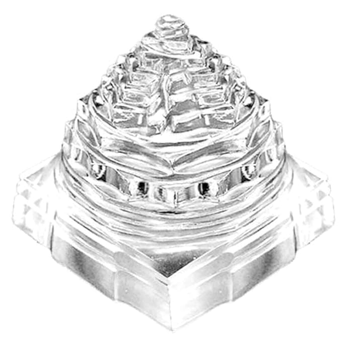 Dreamads Sphatik Contemporary Shree Yantra Original Vastu Remedies Products for Home and Office Temple Cash Box Home Decor Wealth Good Luck Clear Quartz Crystal Shri Yantra I Original Shree Yantra