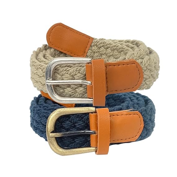 Cotton Braided Hand Made Casual Belt For Girls | Handwoven Belt | Long Shirt Handwoven Belt, Braided Belts For Women (1 BEIGE & 1 BLUE 2 PCS)-image-22