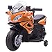 HOMCOM Kinder Polizei Elektromotorrad Polizeimotorrad Elektroauto Kinderwagen für 18 bis 36 Monaten mit 2 Scheinwerfer Polizeilichter Elektroquad Orange+Schwarz 69 x 39 x 43 cm