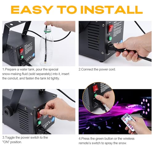 UPGREY 1200W Snow Machine for Outdoors and Indoors, Fake Snow Maker for Party with LED and Remote Controller