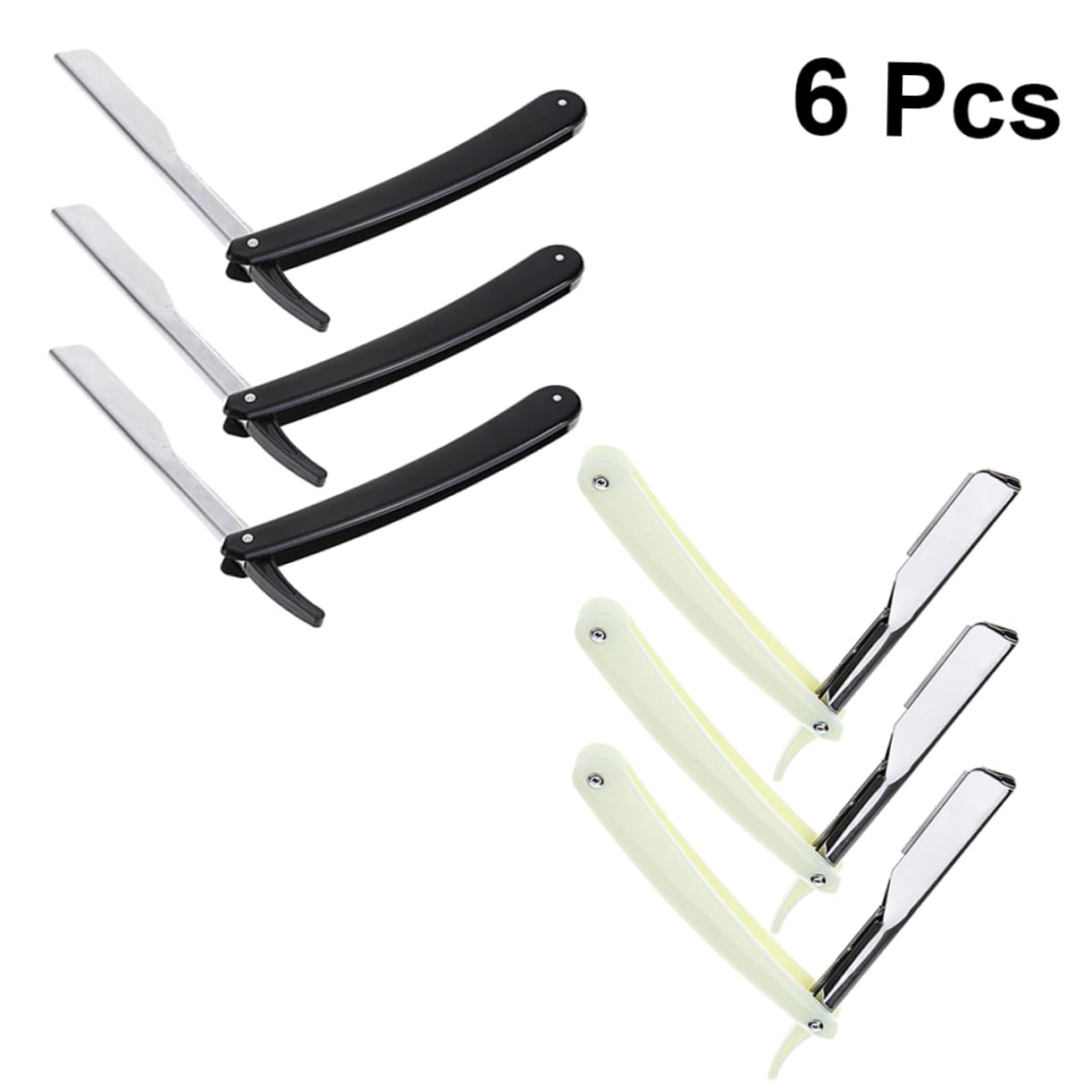 MERRYHAPY 6pc Manual Beard Shaver for Men Barber Razor Set 3 White 3 Black Holders Comfortable and Safe Use