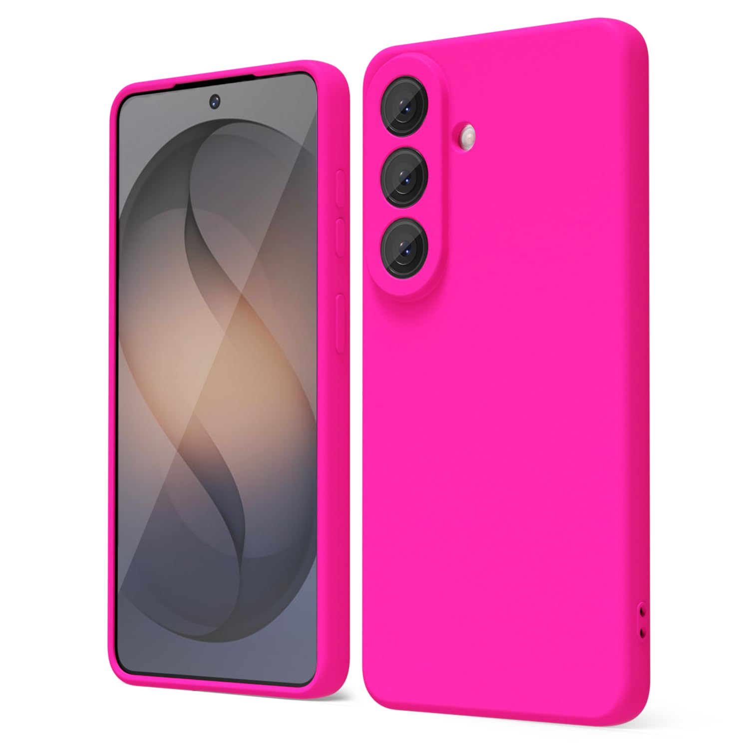 oakxco for Samsung Galaxy S24 Ultra Phone Case Liquid Silicone, Neon Bright Solid Color, Thin Slim Soft Rubber Gel Matte TPU Plain Simple Cover for Women Girl Cute, Hot Pink Fuchsia — view 309
