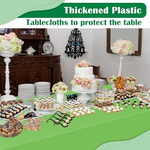Image of Lime Green 14 Pack 54 x 108 Inch Plastic Tablecloths, Disposable Rectangle Tablecloth, Party Table Cover Plastic Table Cloth