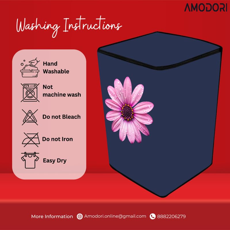 Image of Waterproof Top load washing machine cover Compatible for LG & SAMSUNG 8.5 Kg to 10KG Solid Blue flower beautiful pink daisy print