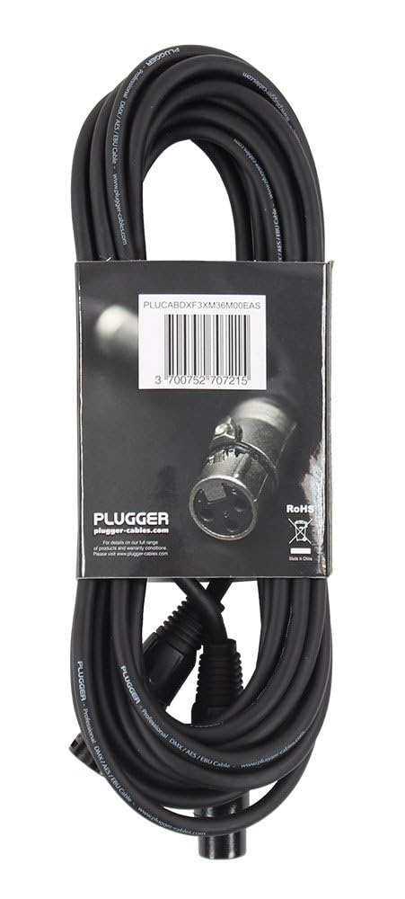 Plugger DMX/kabel XLR gniazdo 3B na wtyk 3B, 6 m, czarny