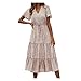 Femme Floral Boho Robe décontractée à Manches Courtes Ruffle Tiered Swing Summer Swing élégante Robe Maxi Jupe Plissée Écossaise