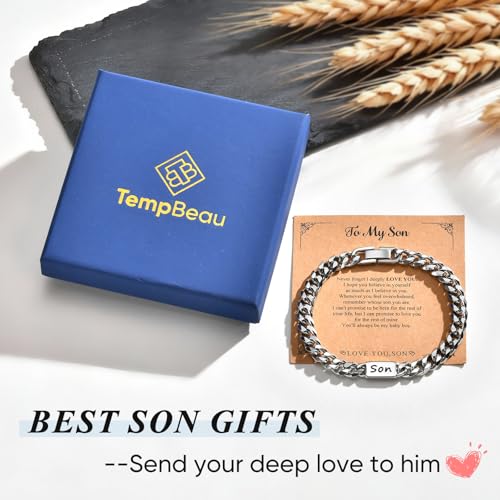 Stainless Steel Bracelet Gifts for Him Son - Silver Cuban Chain Link Men's Bracelet Gifts Classic Hip Hop Stacking Layered Birthday Christmas Anniversary Personalized Son Jewelry Gifts from Mom Dad - image 8
