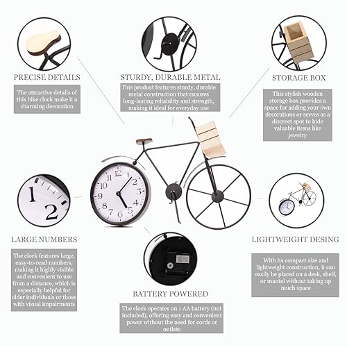Bicycle-Table-Clock–Cute-Decorative-Black-Metal-Tabletop-Analog-Clocks–Unique-Retro-Mantel-Desk-Shelf-Decor-for-Living-Room-Kitchen-Bathroom-or-Office-Cool-Bike-Clock Bicycle Table Clock–Cute Decorative Black Metal Tabletop Analog Clocks–Unique Retro Mantel Desk Shelf Decor for Living Room Kitchen Bathroom or Office Cool Bike Clock