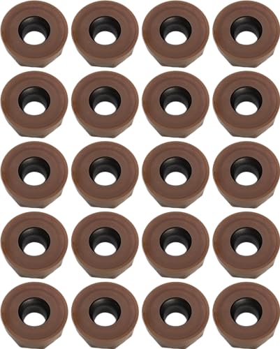 20 pcs RCKT1606M0 Round Milling Inserts, for Use with Indexable Face Mills and End Mills, TiAlN Coated, for Machining Steel