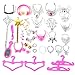 hetuioiyster 38 pièces/Ensemble Barbie poupée Accessoires Simulation Bijoux Collier Couronne Boucles d'oreilles Boule de Rebond Rose