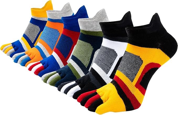 Toe Socks for Women and Men Cotton Five Finger Running Low Cut Socks Athletic Wicking (6 Pairs)-image-6