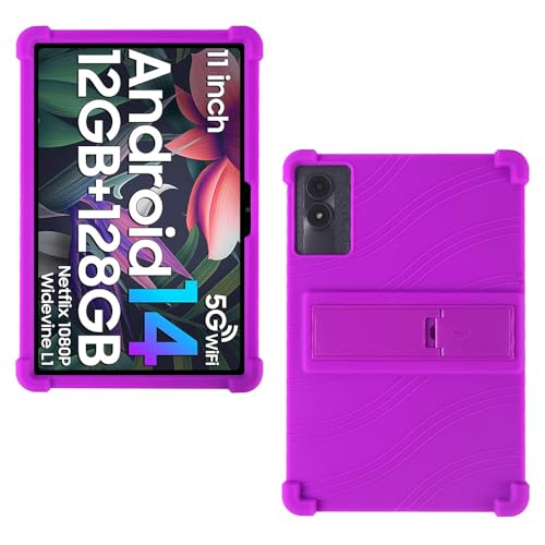 AKNICI Capa de silicone para DOOGEE U11/DOOGEE U11 Pro/Blackview Tab 90 WiFi/Blackview Tab9Wifi/Blackview Tab 90 Tablet de 11 polegadas, capa protetora com função de suporte, roxo