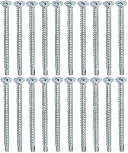 AERZETIX - C44709 - Juego de 20 Tornillos para chapa autoperforantes Ø4.8x70mm con cabeza fresada - DIN 7504 P - con huella PH/cruciforme - en acero galvanizado - chapa marco metálico - color plata