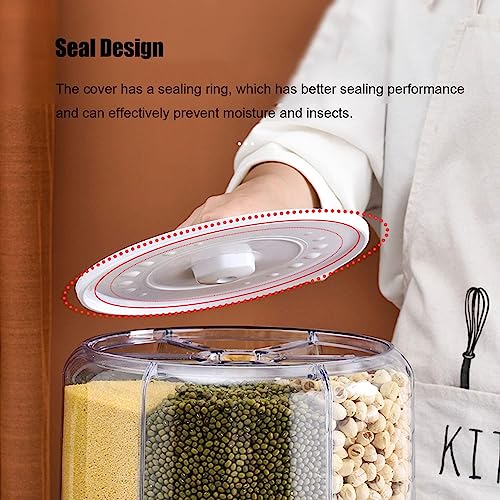 Image of Gvnd Rice & Dry Food Round Dispenser, Kitchen Organizer, Cereal Grain Container for Home, Cereal Transparent Bucket, Storage Box, Beans Clear Cans, Gift for Women (Style-1)