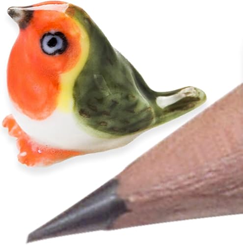 Miniatura 3 de WitnyStore Pequeña figura de pájaro petirrojo de 14 de pulgada de largo, hecha a mano, hecha a mano, pintada a mano, de cerámica, petirrojos,