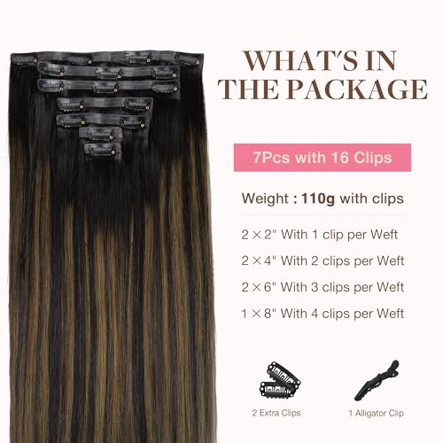 Image of GOO GOO Seamless Clip in Hair Extensions Real Human Hair Remy Extensions