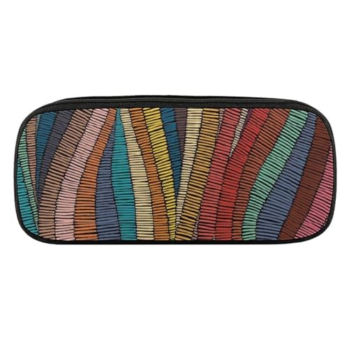 ペンケース 筆箱 大容量 軽量 カラフルな波状ボヘミアン スタイル 筆入れ ふでばこ ペンポーチ 多機能 コンパクト シンプル おしゃれ 中小学生 高校生 女の子 男の子