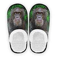 PUXUQU Women's House Slippers Gorilla Green Leaves Monkey House Shoe Bedroom Shoes Slippers for Women Men Kids Indoor Travel Use