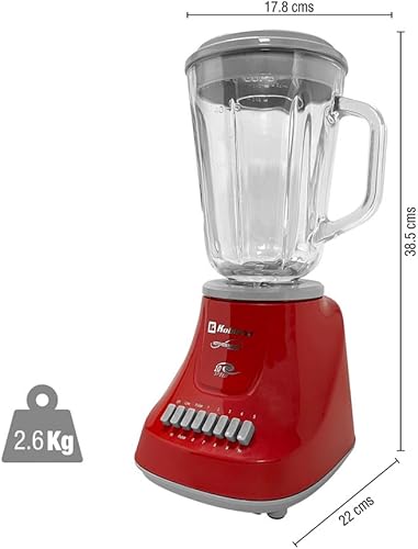 Miniatura 7 de LKM-5970 VR Licuadora, motor de 500 W, tarro de vidrio de 51 onzas, 10 velocidades, licuadora para batidos, batidoras, purés, 4 cuchillas de acero