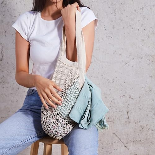 PILLOWPIA French Market Bag – Organic Cotton Tote, Handcrafted Adjustable Strap, Eco-Friendly 12-15" Farmers Market Carrier2