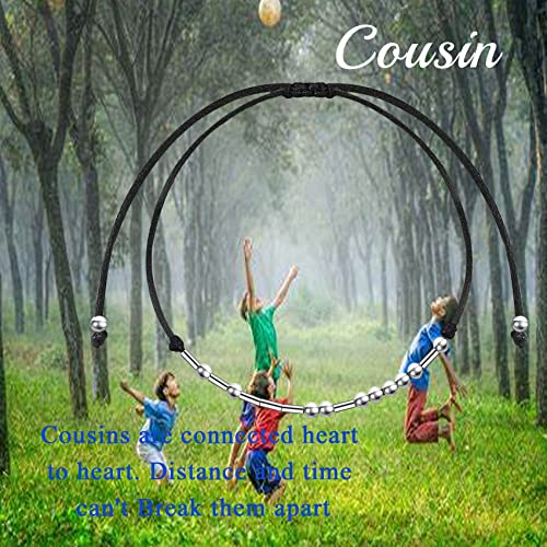 Image of BEKECH Cousin Morse Code Bracelet Crew Best Friend Long Distance Friendship Jewelry for Family