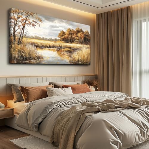 ERQINHUA Large Wall Decor Canvas Painting Wall Art For Bedroom Living Room Decor Lake Surface Landscape Painting Artwork Print For Home Decor Room For office Farmhouse Room Wall Decoration 30x60 In