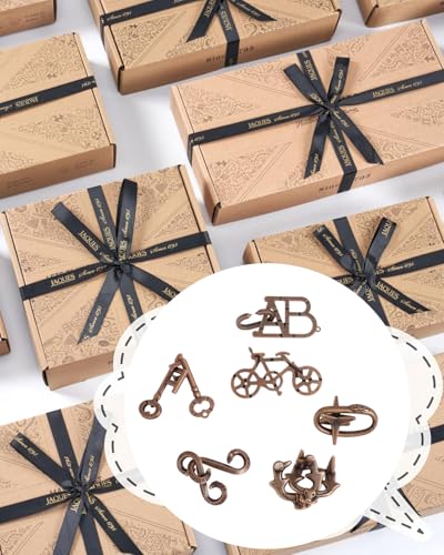 Image of 6 PCS Metal Puzzles for Adults, Ancient Bronze Desktop Puzzle Set, Brain Teaser Toy for Kids & Adults, Educational Cognitive Development Game for Travel & Home Use