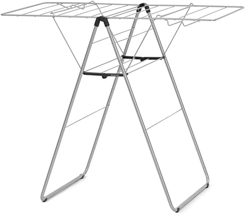 Brabantia HangOn Compact Laundry Drying Rack (49ft / Metallic Gray) Compact, Foldaway, Adjustable Indoor Stainless Steel Clothes Horse Brabantia HangOn Compact Laundry Drying Rack (49ft / Metallic Gray) Compact, Foldaway, Adjustable Indoor Stainless Steel Clothes Horse