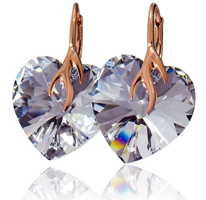 Boucles d'oreilles argent 925 cristaux rose originaux Hearts Comet