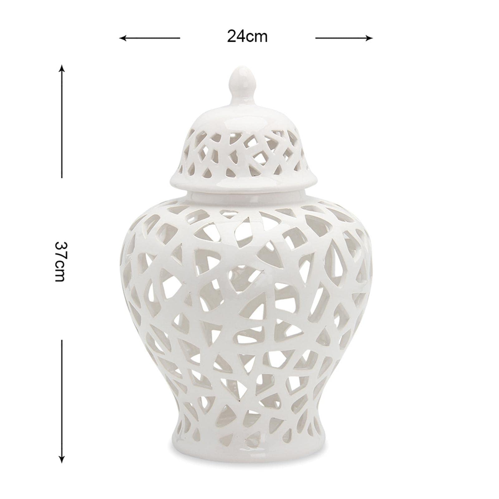 Zierde Für Wohnzimmer Weiße Vase 24Cm Mit Deckel