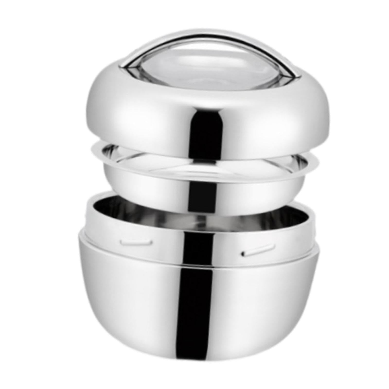 TWISAXC Sleek Stainless Steel Thermal Lunch Box Insulated Leakproof Bento Box Office Workers Students and Adults Stainless Steel Thermal Lunch Container, Silver, 1L