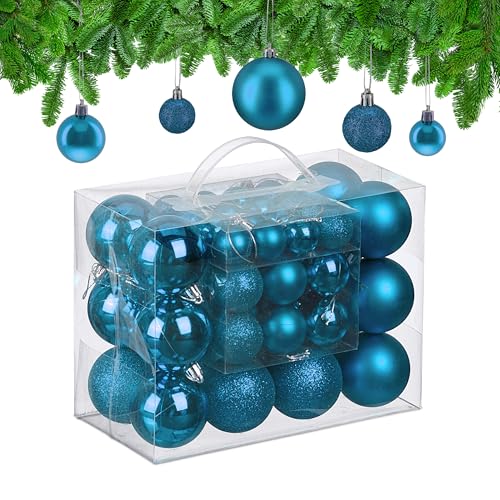 Weihnachtsdeko Petrol 30 Relaxdays Weihnachtskugeln im 50er Set, Kunststoff, glitzernde, Matte,...