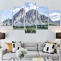SIGNWIN 5 Panel Canvas Wall Art Modern Art Expressive Farmhouse/Country Landscape Mountain Top Multicolor Photography for Home Decorations Ready to Hang - 60