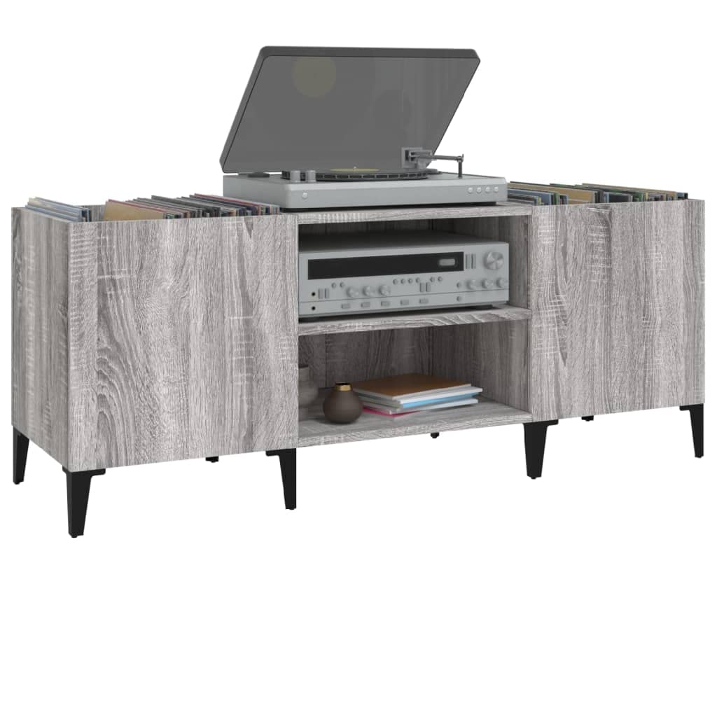 Mobile Porta Dischi Grigio Sonoma 121x38x48cm Legno Multistrato,Supporto per Giradischi,Supporto per Giradischi in Legno,Supporto per Giradischi con Spazio di archiviazione