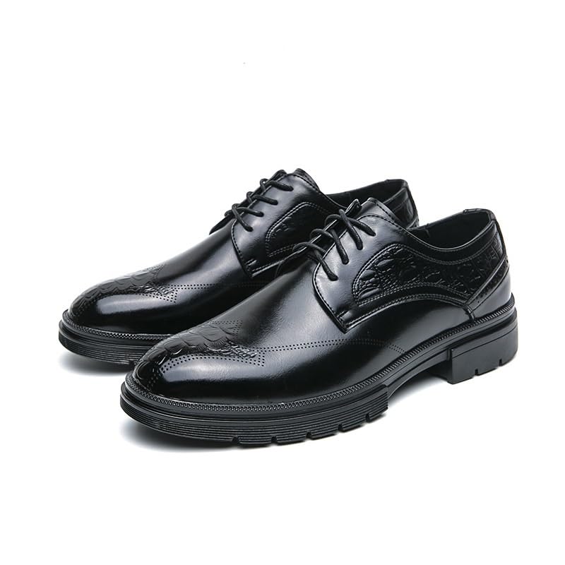 Men's Classic Dress Shoes Casual Formal Business Oxford Shoes for Men Wedding Faux Patent Leather Derby Shoes