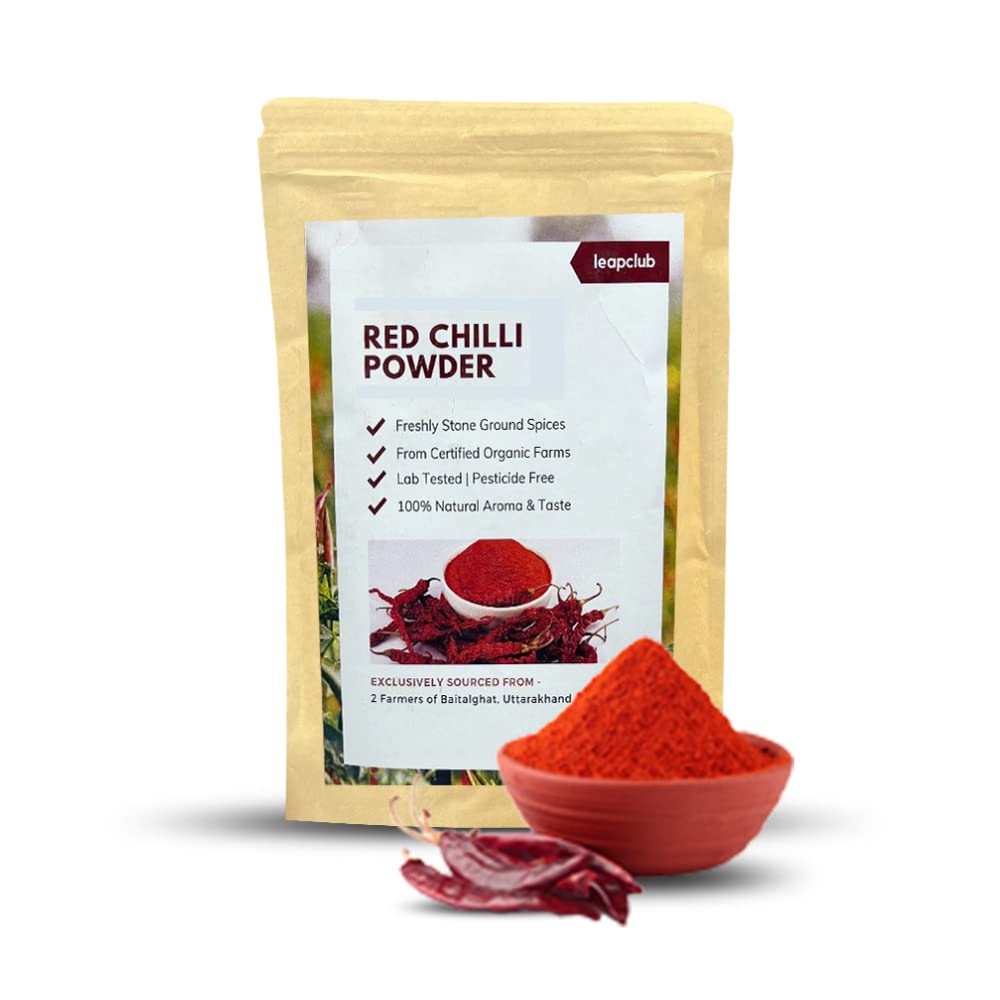 Leap Club - Stone Ground Chilli Powder (200 g) | Pack of 1| Lal Mirch Powder | 100% Organic | Chemical Free & Pesticides Free | No Artificial Colour | Rich Flavour