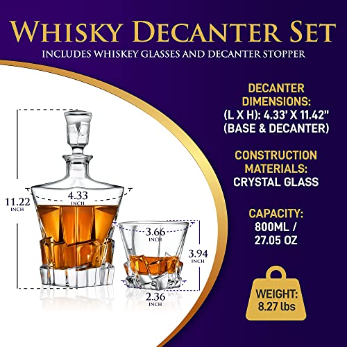 Jovial NCGD4C168 Home Bar Whiskey Decanter Set, Glass Decanter With Four 800Ml Whiskey Glasses, Elegantly Styled With Real Crystal For Maximum Flavor And Shelf Life, Naturally Aerates, Dishwasher Safe thumb #1