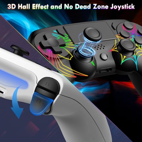 DEFNDR 2 Pack Wireless Controller for PS4 - Controller fit for PlayStation 4/Pro/Slim/PC, Spider Pattern Design, 1000mAh Battery, Adjustable RGB, Double shock, 6-Axis Gyro, Built-in Speaker - Image 4