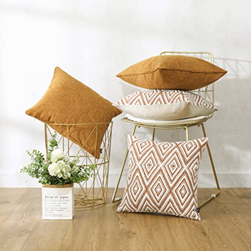 image for HPUK Decorative Throw Pillow Covers Set of 4 Geometric Design Linen Cu