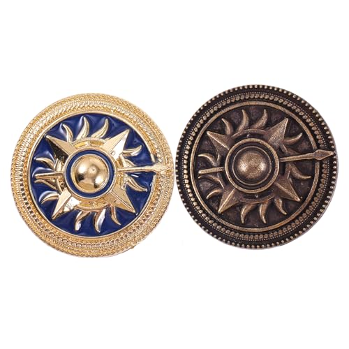 KOMBIUDA 2個 英倫復古性メタルコスチュームバッジ 耐錆防褪色ズィンク製 丸型ヴィンテージブローチ フォーマル カジュアル装飾用