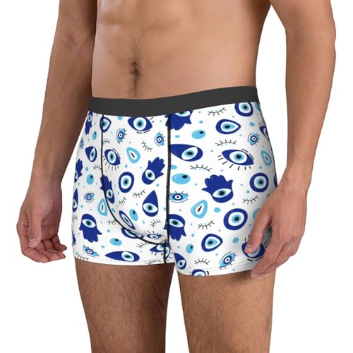 vintage blue evil eye Mens Underwear Boxer Briefs, Comfort Breathable Boxers For Men Regular