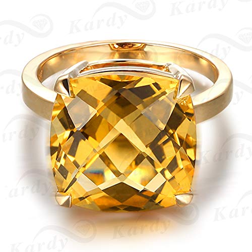 Antique Vintage 9.67ct Natural Citrine Crystal 14K Yellow Gold Wedding Promise Engagement Women's Band Ring Set2