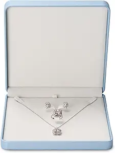 Leather Jewelry Set Box Big Necklace Box Chunky Necklace Gift Box Showcase Jewelry Display Holder (Blue)