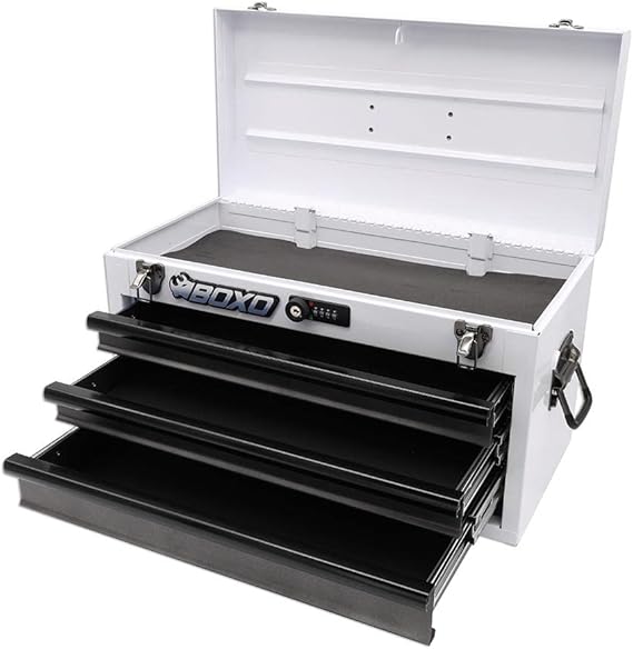 Boxo USA Hand Carry Tool Box 3Drawer Heavy Duty Steel Toolbox with