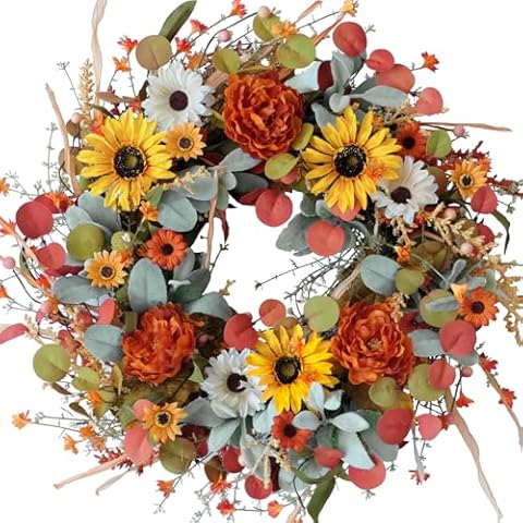 TEMPUS 22 inch Autumn Peony Wreath Cover